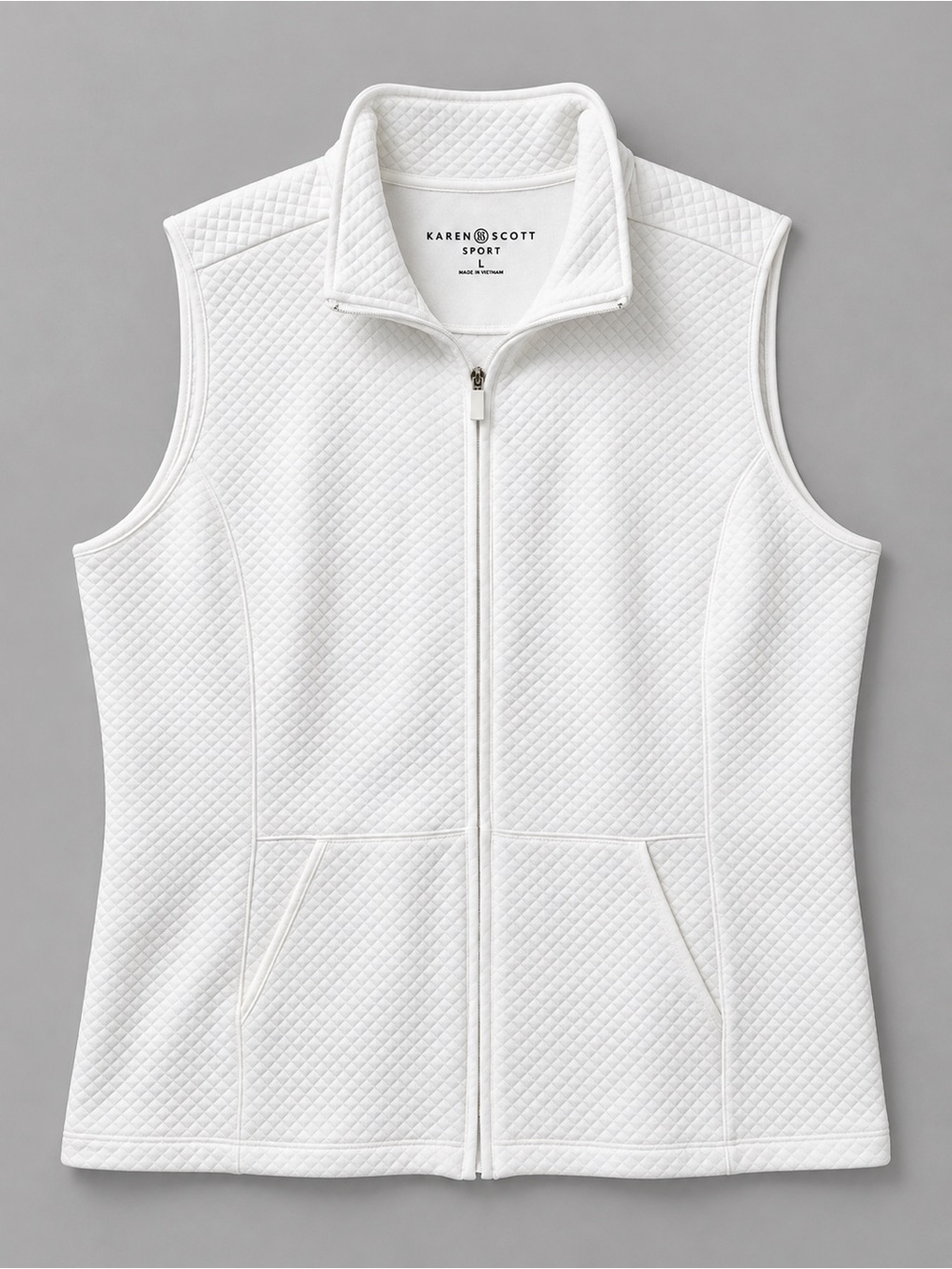 Karen Scott White Quilted Vest